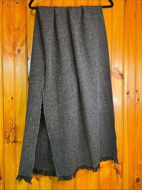 Zara Made in Italy Gray Fringed Knit Scarf